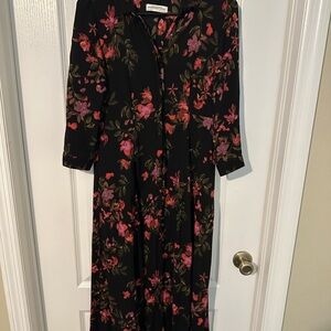 Zara Black Floral Long Sleeve Dress